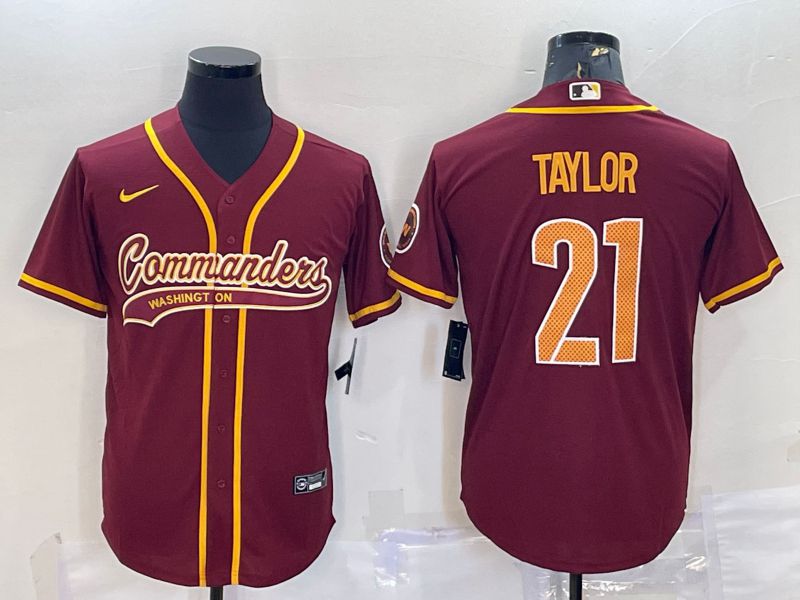 Men Washington Commanders #21 Taylor Red 2022 Nike Co branded NFL Jerseys